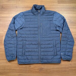 Eddie Bauer Down Puffer Jacket Mens Medium Blue EB650 Insulated Full Zip
